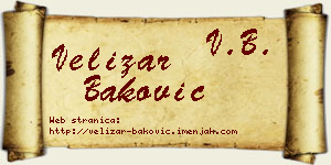 Velizar Baković vizit kartica